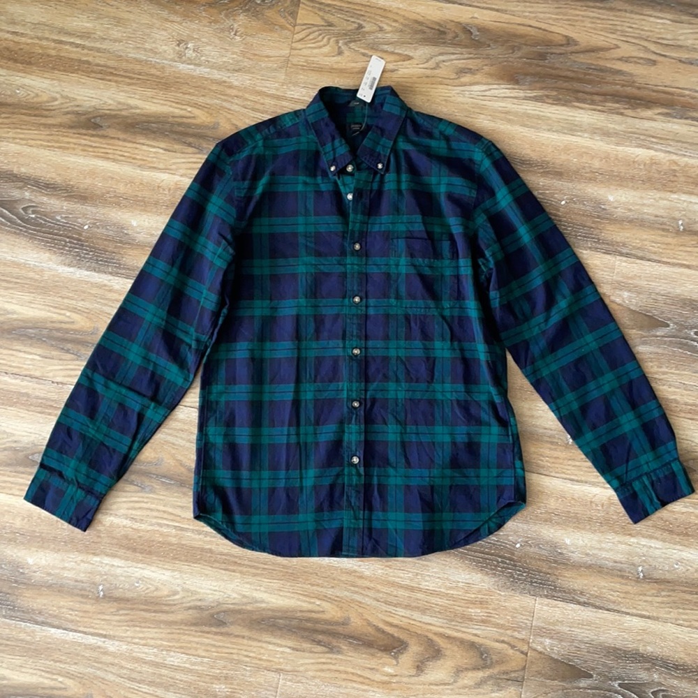 J Crew Slim Oxford Plaid Flannel Button Down NWT